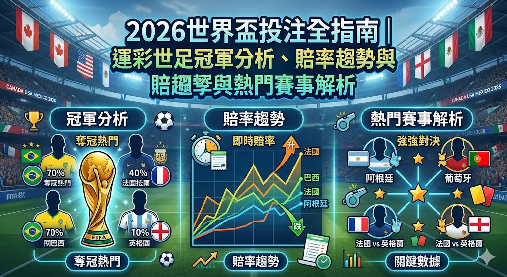 2026世界盃投注全指南｜運彩世足冠軍分析、賠率趨勢與熱門賽事解析
